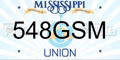 548GSM Mississippi License Plate