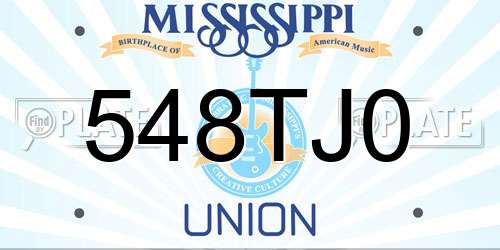 548TJ0 Mississippi License Plate