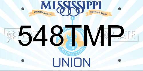 548TMP Mississippi License Plate