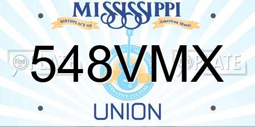 548VMX Mississippi License Plate