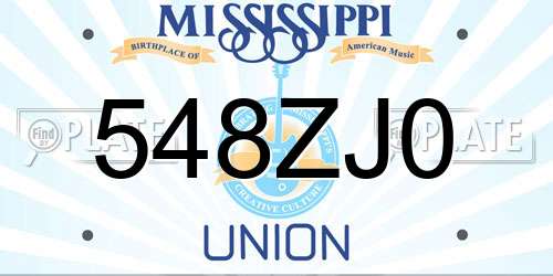 548ZJ0 Mississippi License Plate