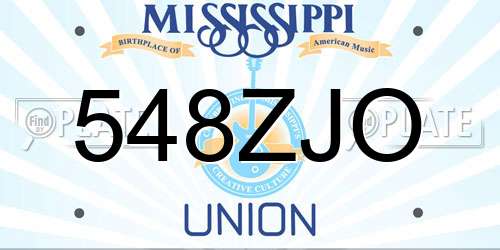 548ZJO Mississippi License Plate