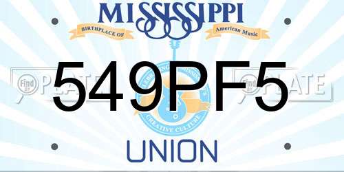 549PF5 Mississippi License Plate