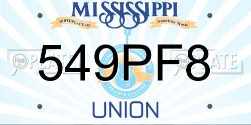 549PF8 Mississippi License Plate
