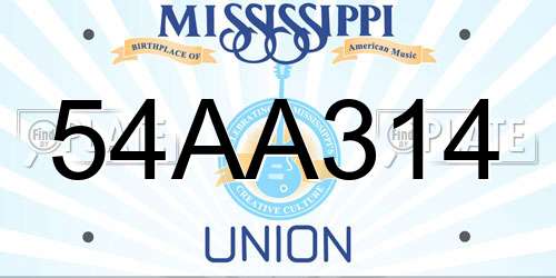 54AA314 Mississippi License Plate