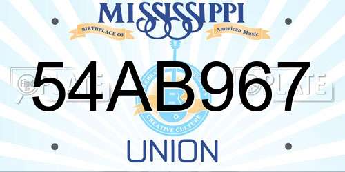 54AB967 Mississippi License Plate