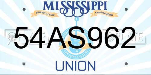 54AS962 Mississippi License Plate