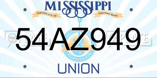 54AZ949 Mississippi License Plate