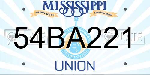 54BA221 Mississippi License Plate