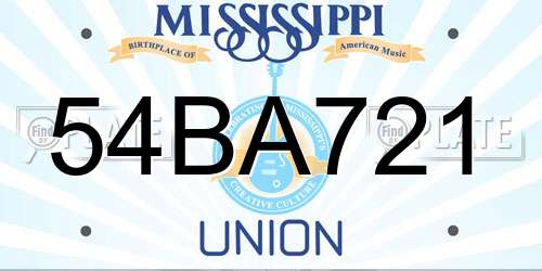 54BA721 Mississippi License Plate