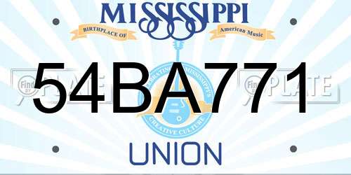 54BA771 Mississippi License Plate