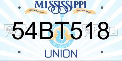 54BT518 Mississippi License Plate