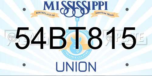 54BT815 Mississippi License Plate