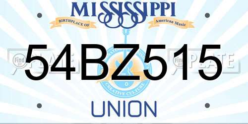 54BZ515 Mississippi License Plate