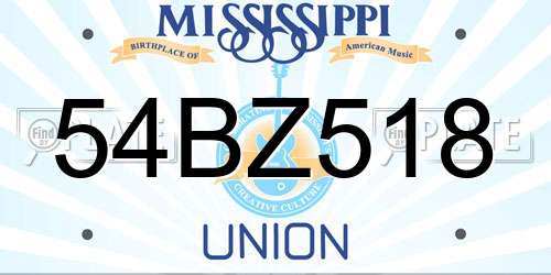 54BZ518 Mississippi License Plate