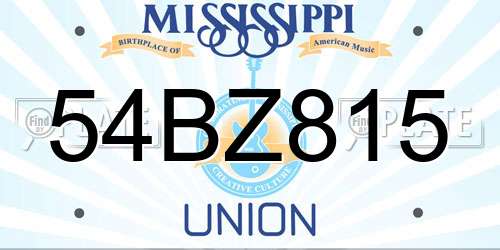 54BZ815 Mississippi License Plate