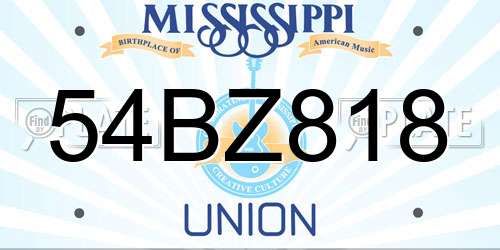 54BZ818 Mississippi License Plate
