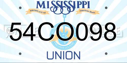 54CO098 Mississippi License Plate