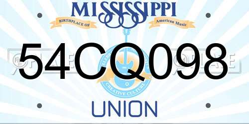 54CQ098 Mississippi License Plate