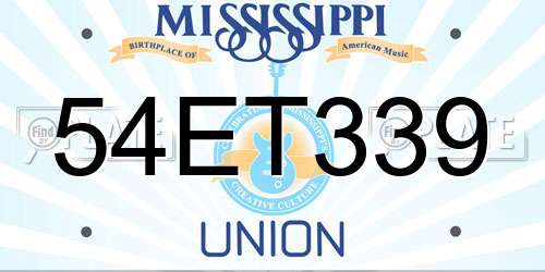 54ET339 Mississippi License Plate