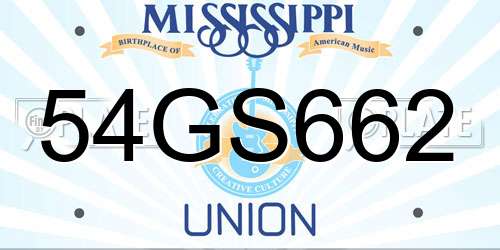 54GS662 Mississippi License Plate