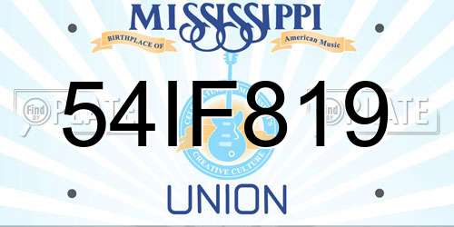 54IF819 Mississippi License Plate