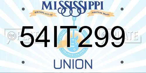 54IT299 Mississippi License Plate
