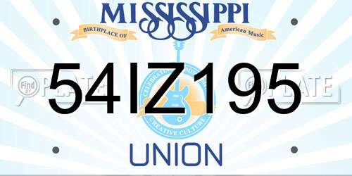 54IZ195 Mississippi License Plate