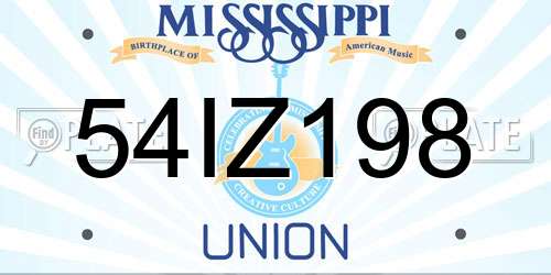 54IZ198 Mississippi License Plate
