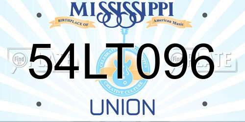 54LT096 Mississippi License Plate