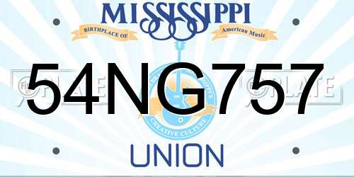 54NG757 Mississippi License Plate