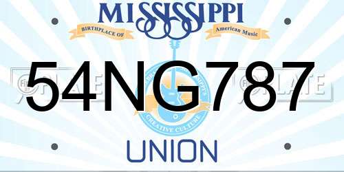 54NG787 Mississippi License Plate