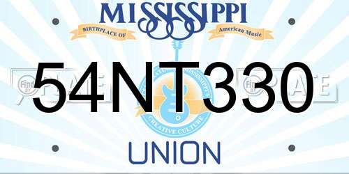 54NT330 Mississippi License Plate