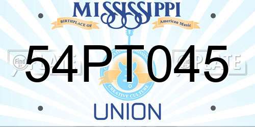 54PT045 Mississippi License Plate