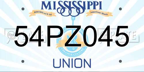 54PZ045 Mississippi License Plate