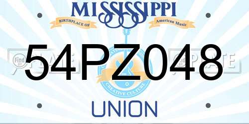 54PZ048 Mississippi License Plate