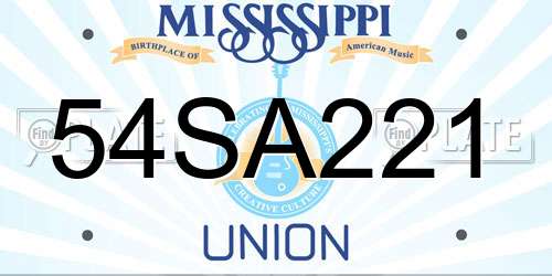 54SA221 Mississippi License Plate
