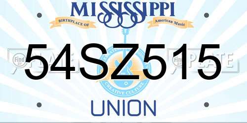 54SZ515 Mississippi License Plate