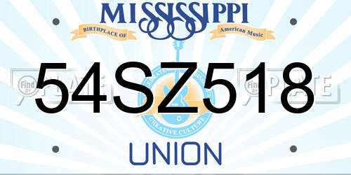 54SZ518 Mississippi License Plate