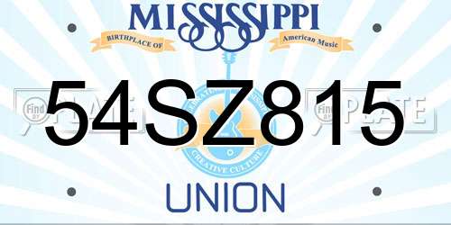 54SZ815 Mississippi License Plate