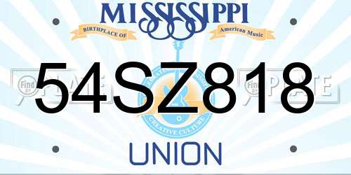 54SZ818 Mississippi License Plate