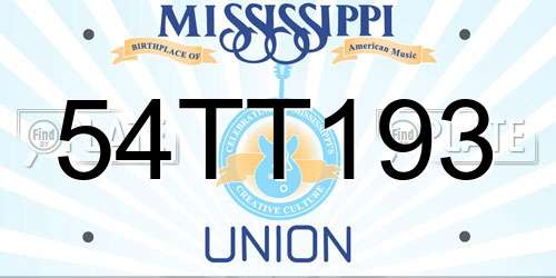 54TT193 Mississippi License Plate