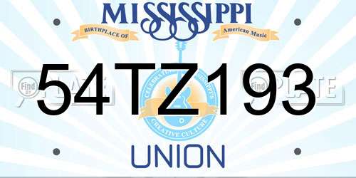 54TZ193 Mississippi License Plate