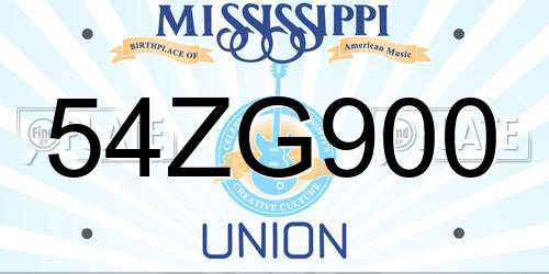 54ZG900 Mississippi License Plate