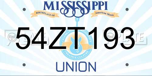 54ZT193 Mississippi License Plate