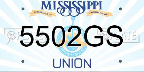 5502GS Mississippi License Plate