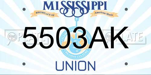 5503AK Mississippi License Plate