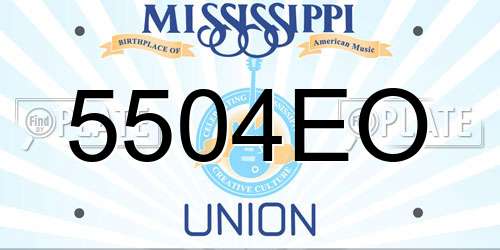 5504EO Mississippi License Plate