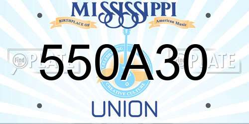 550A30 Mississippi License Plate