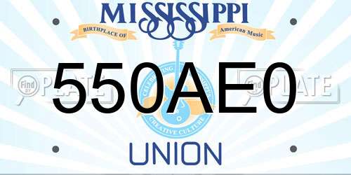 550AE0 Mississippi License Plate